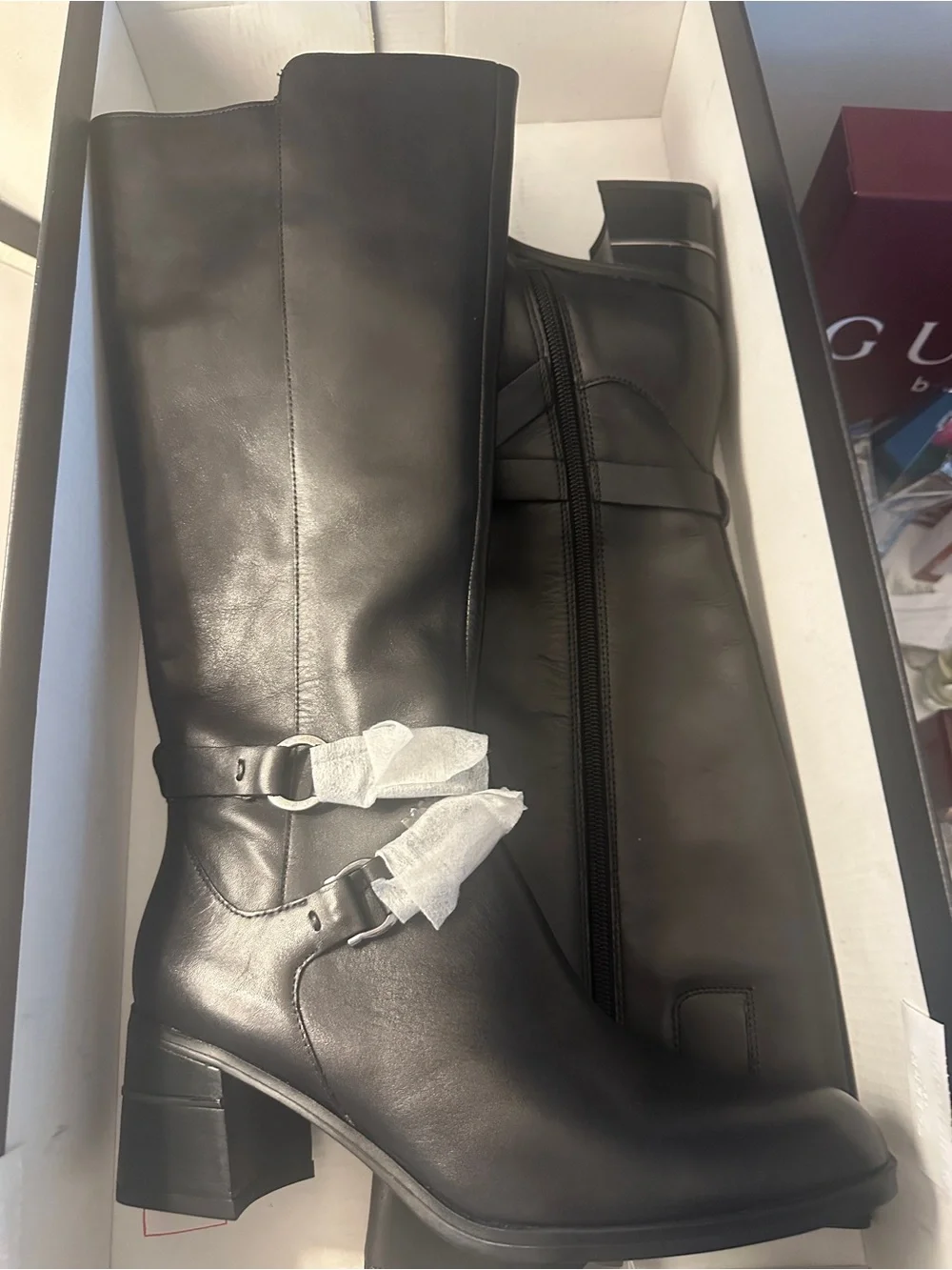 Stuart Weitzman Shore Black Leather Boots Size 7.5 New with box